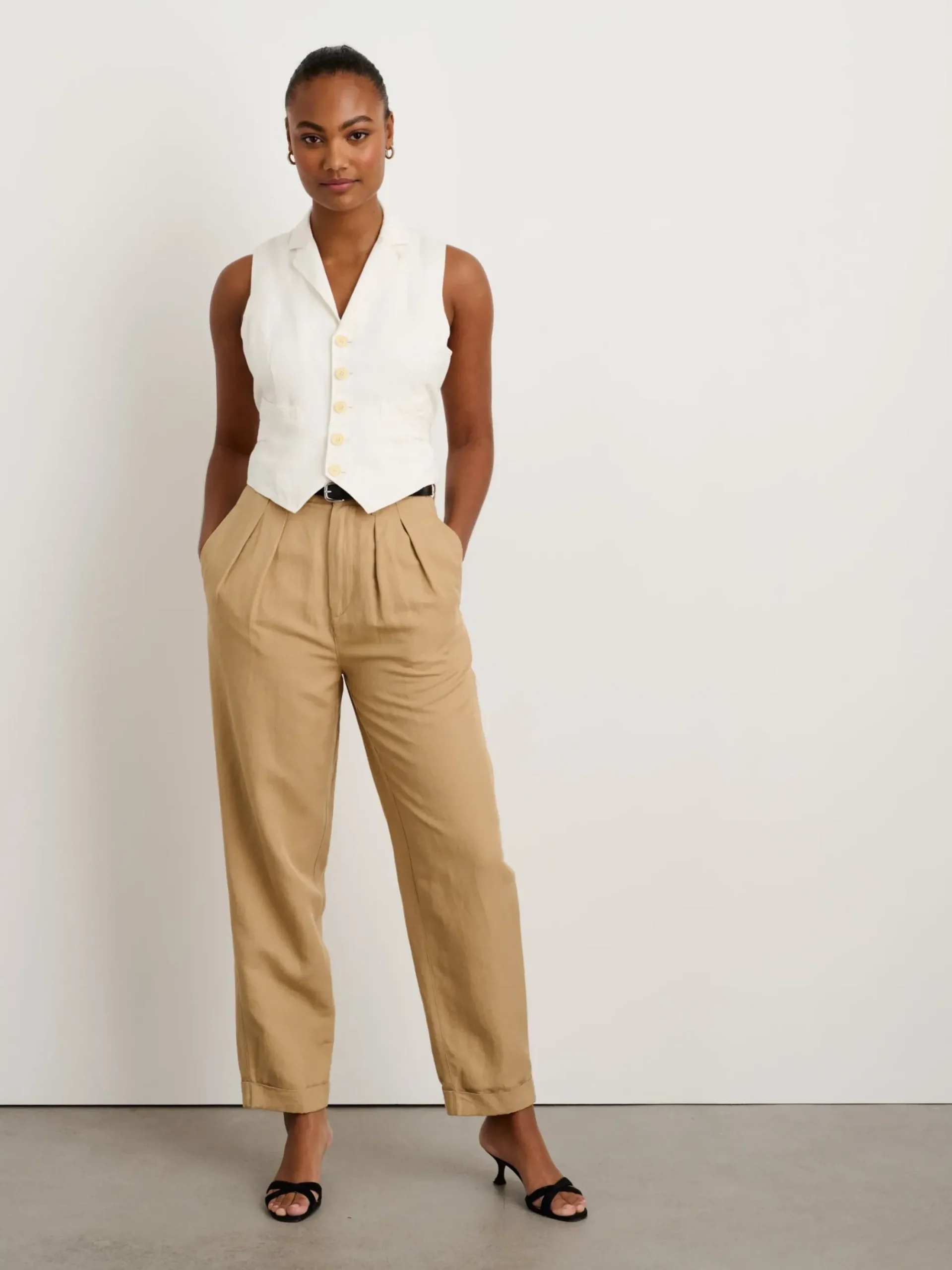 Sale Alex Mill Suitish Vest In Drapey Twill Ecru