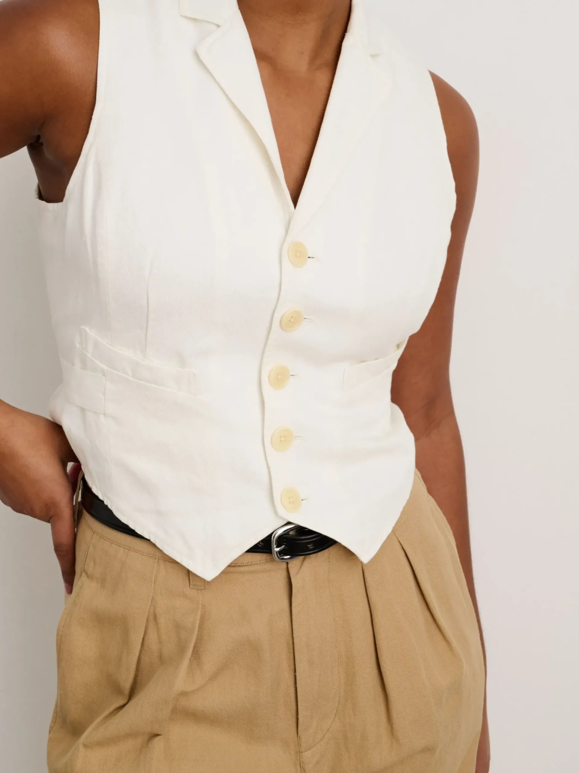 Sale Alex Mill Suitish Vest In Drapey Twill Ecru