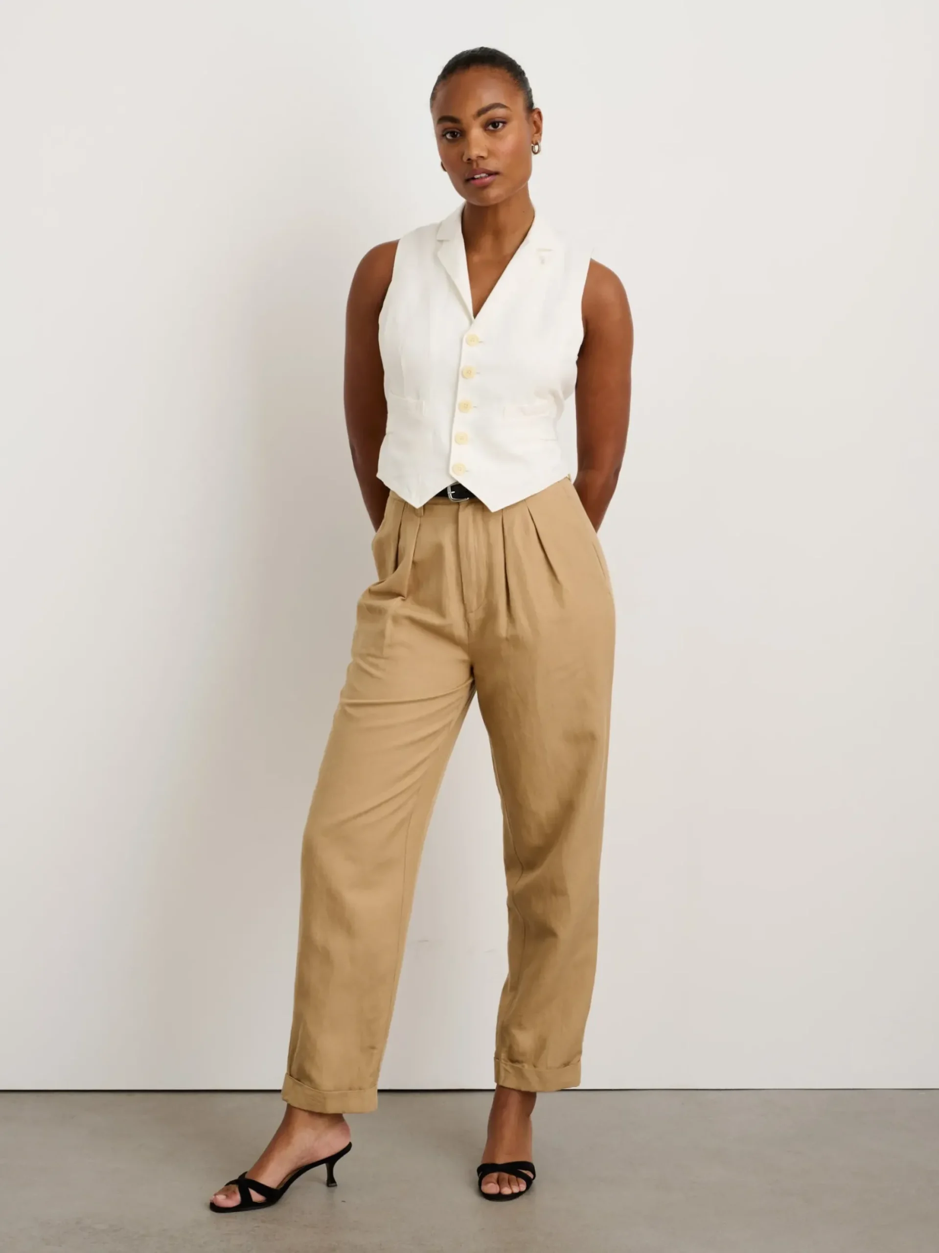 Sale Alex Mill Suitish Vest In Drapey Twill Ecru