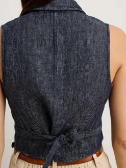 Hot Alex Mill Suitish Vest In Linen Herringbone