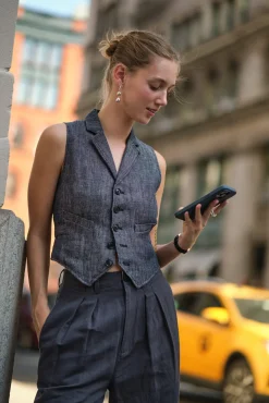 Hot Alex Mill Suitish Vest In Linen Herringbone