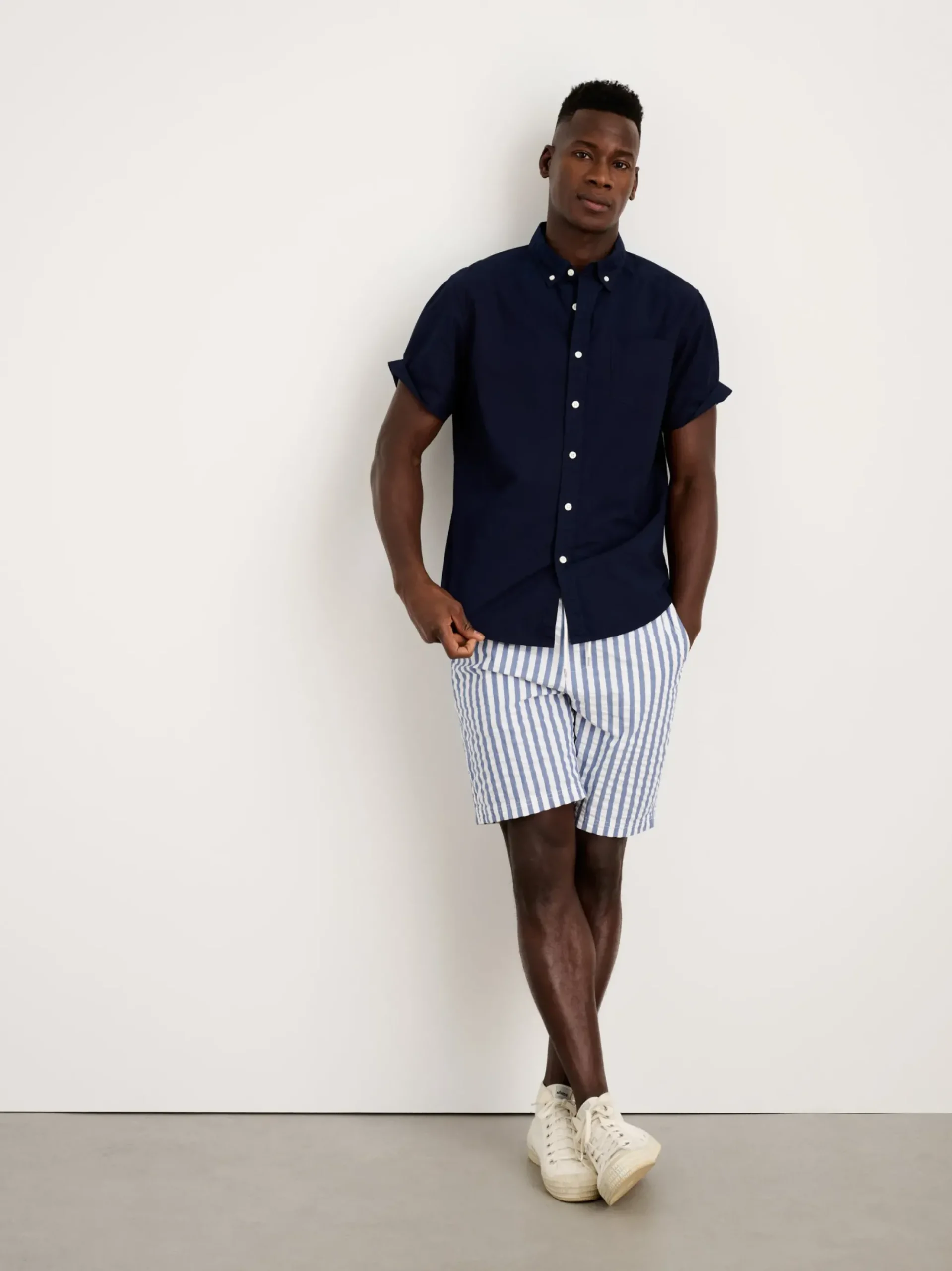 Hot Alex Mill The Short Sleeve Mill Shirt In Paper Poplin Dark Navy