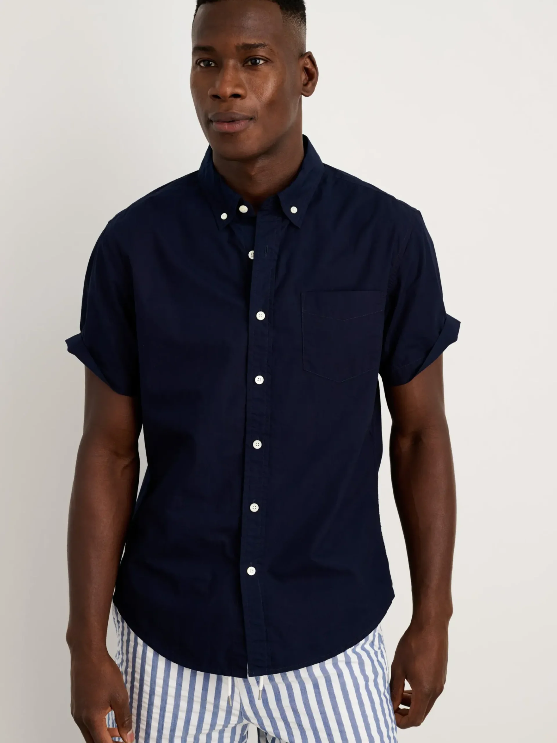 Hot Alex Mill The Short Sleeve Mill Shirt In Paper Poplin Dark Navy
