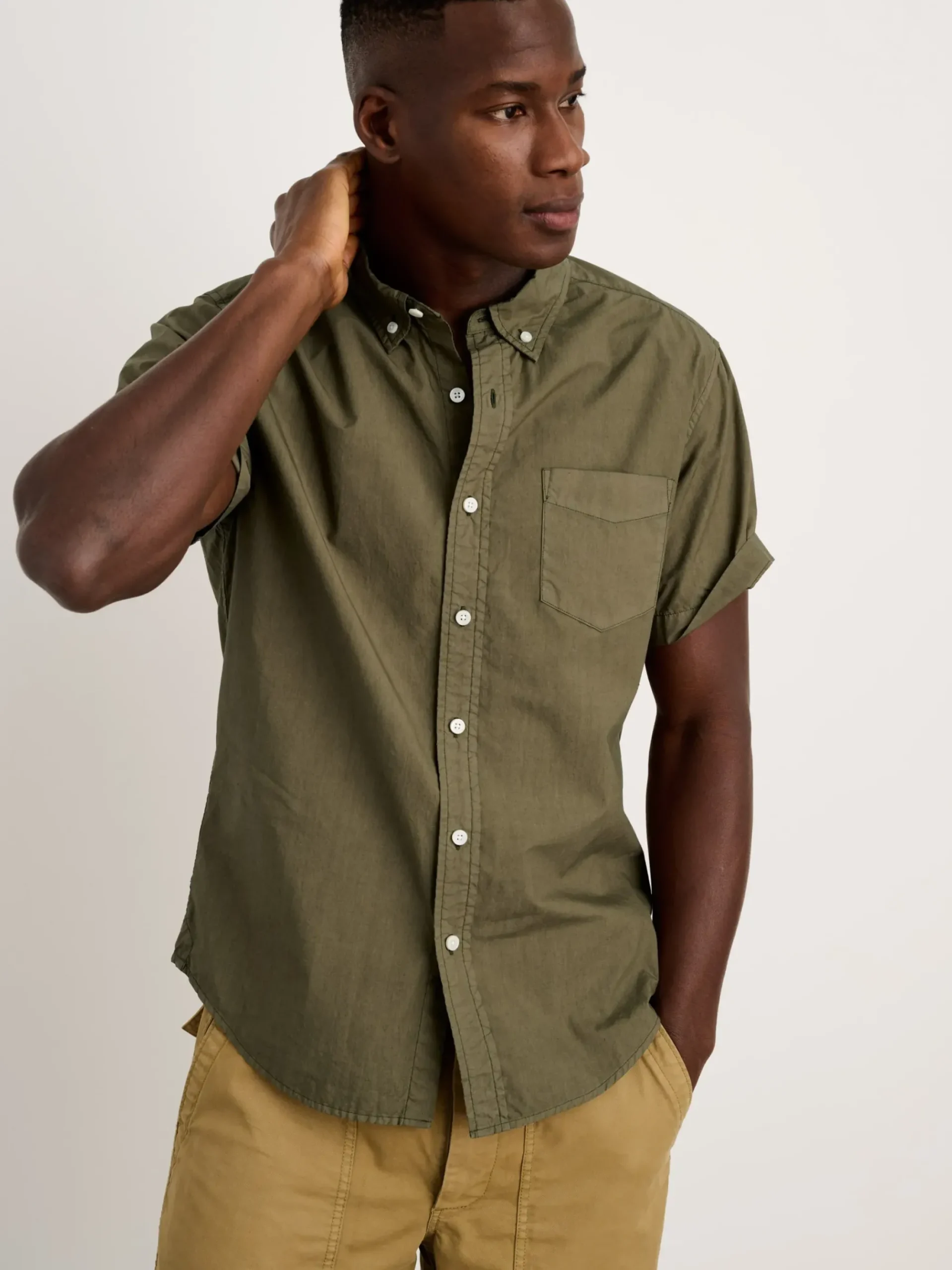 Online Alex Mill The Short Sleeve Mill Shirt In Paper Poplin Military Olive