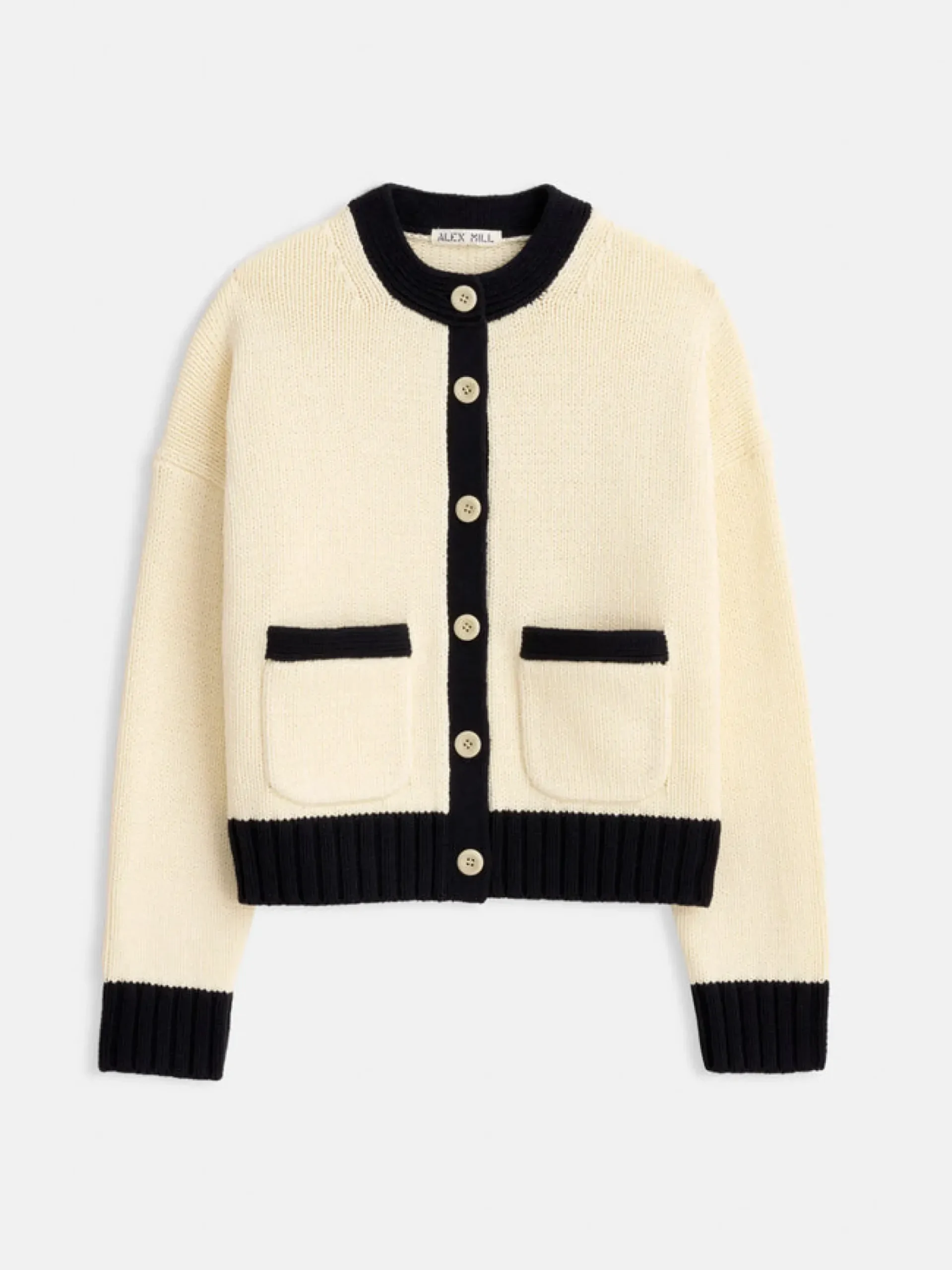 Outlet Alex Mill Tipped Nico Cardigan Ivory/Black