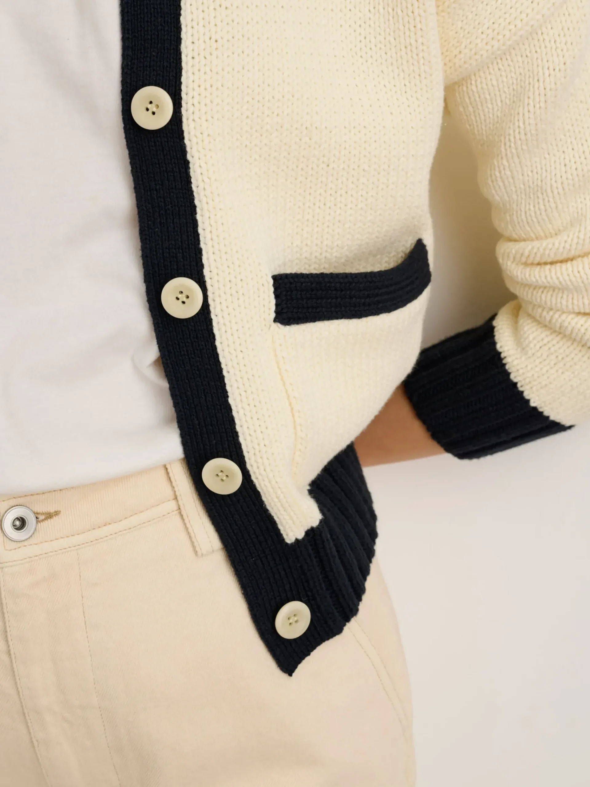 Outlet Alex Mill Tipped Nico Cardigan Ivory/Black