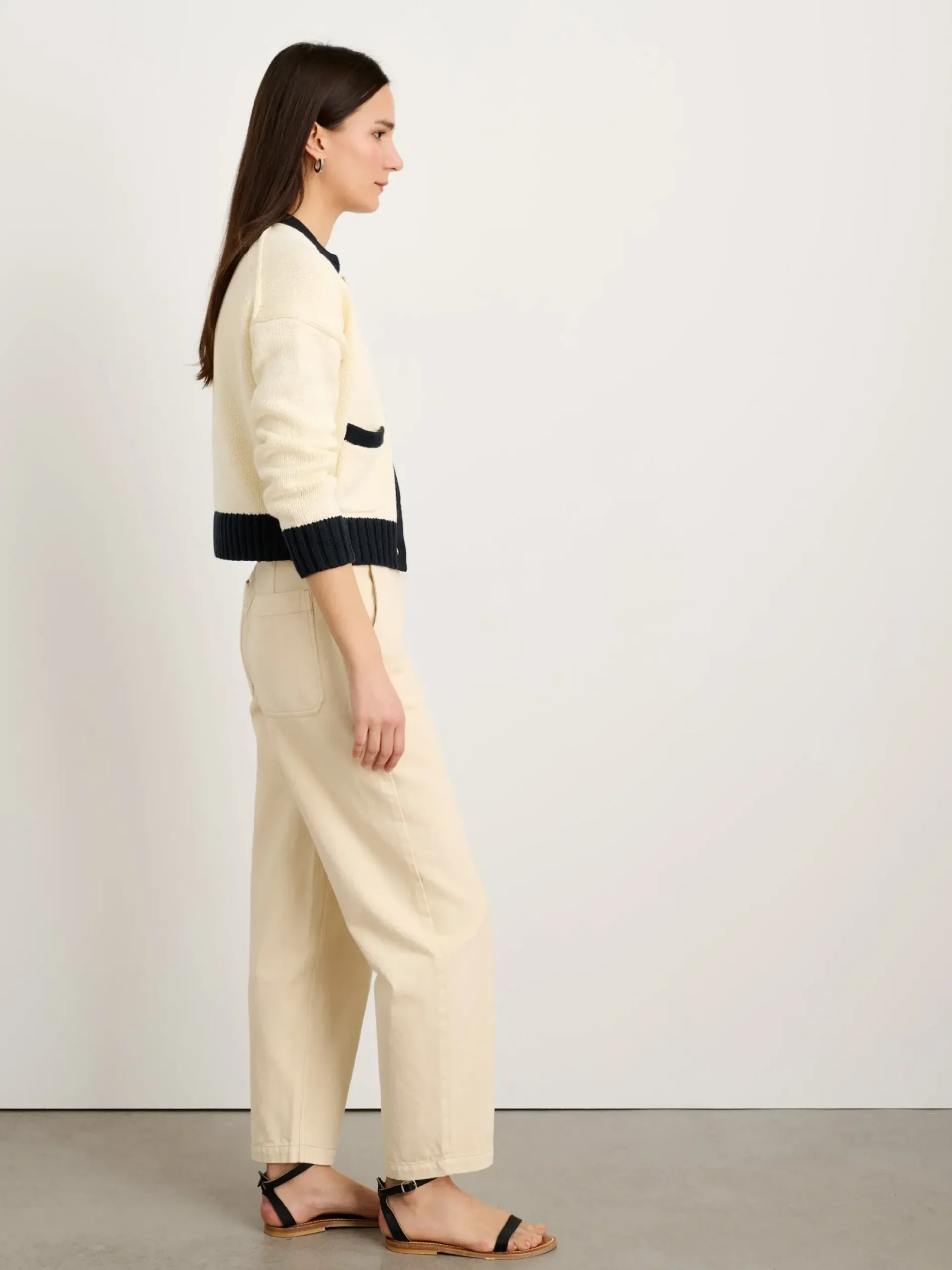 Outlet Alex Mill Tipped Nico Cardigan Ivory/Black