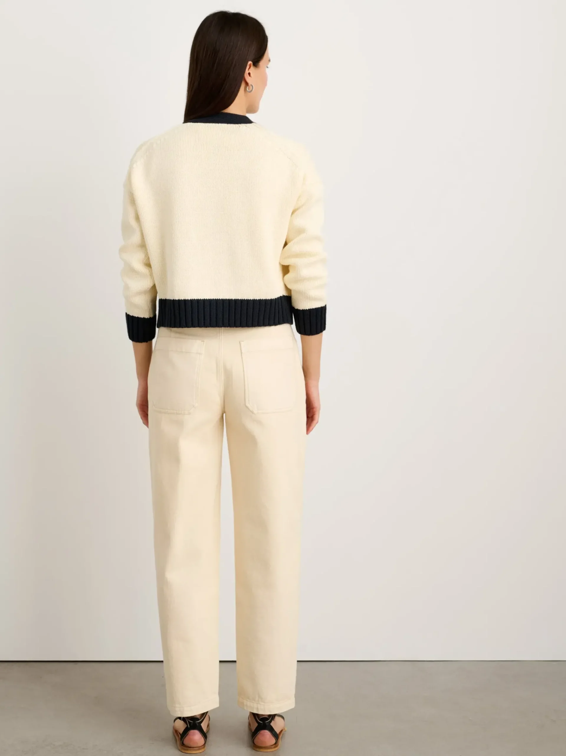Outlet Alex Mill Tipped Nico Cardigan Ivory/Black