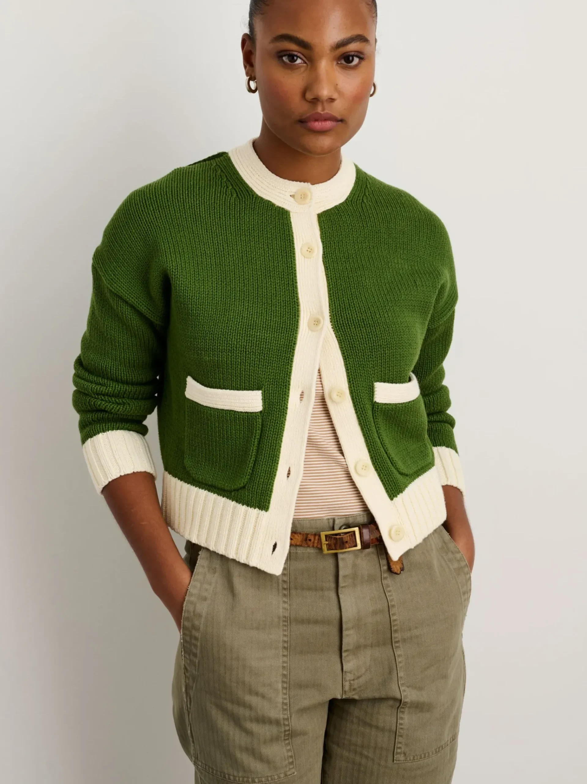 Hot Alex Mill Tipped Nico Cardigan Leaf/Ivory