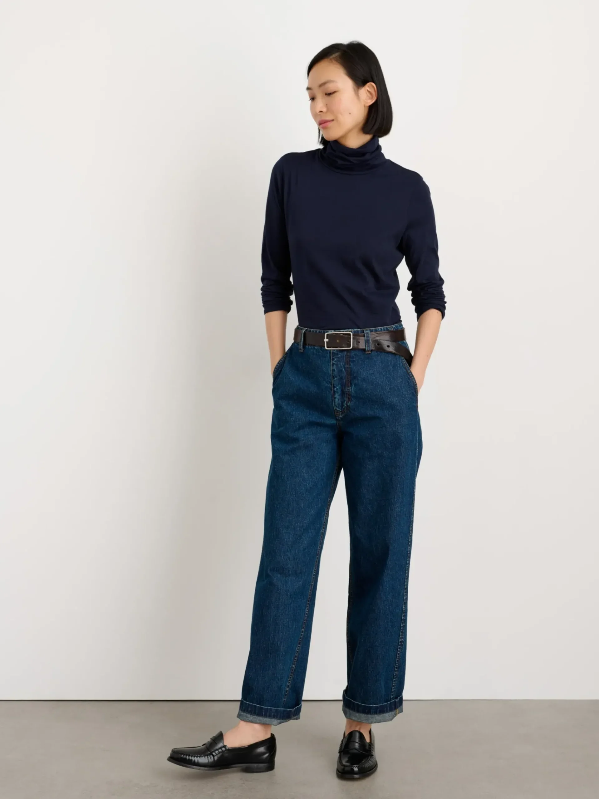 Hot Alex Mill Turtleneck In 40S Jersey Dark Navy