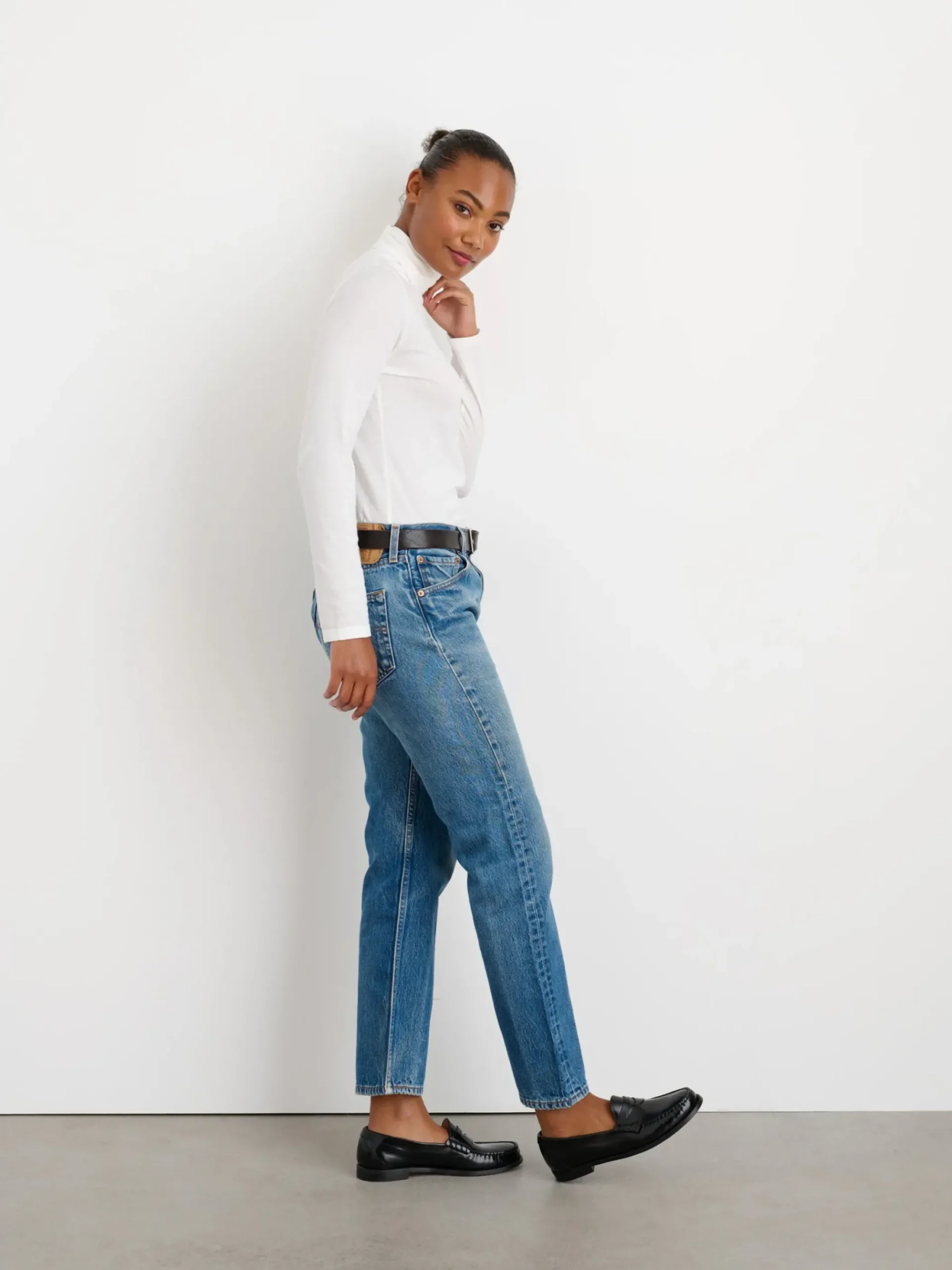 New Alex Mill Turtleneck In 40S Jersey White