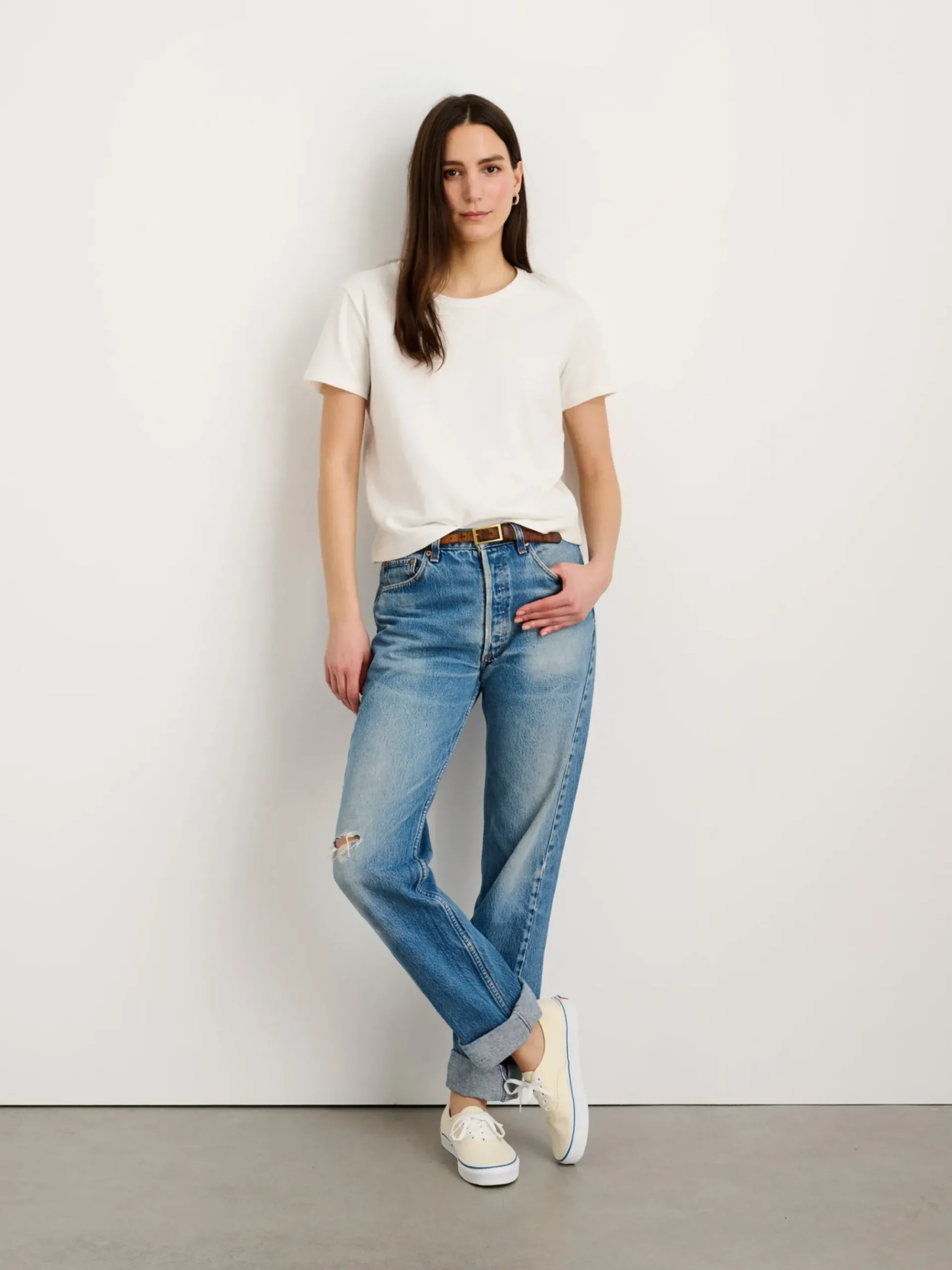 Sale Alex Mill Vintage Wash Crewneck Tee Off White