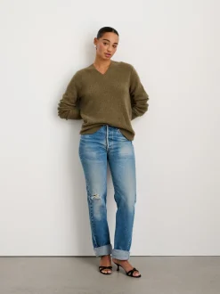 Fashion Alex Mill V-Neck Sweater In Lightweight Cashmere Heather Olive