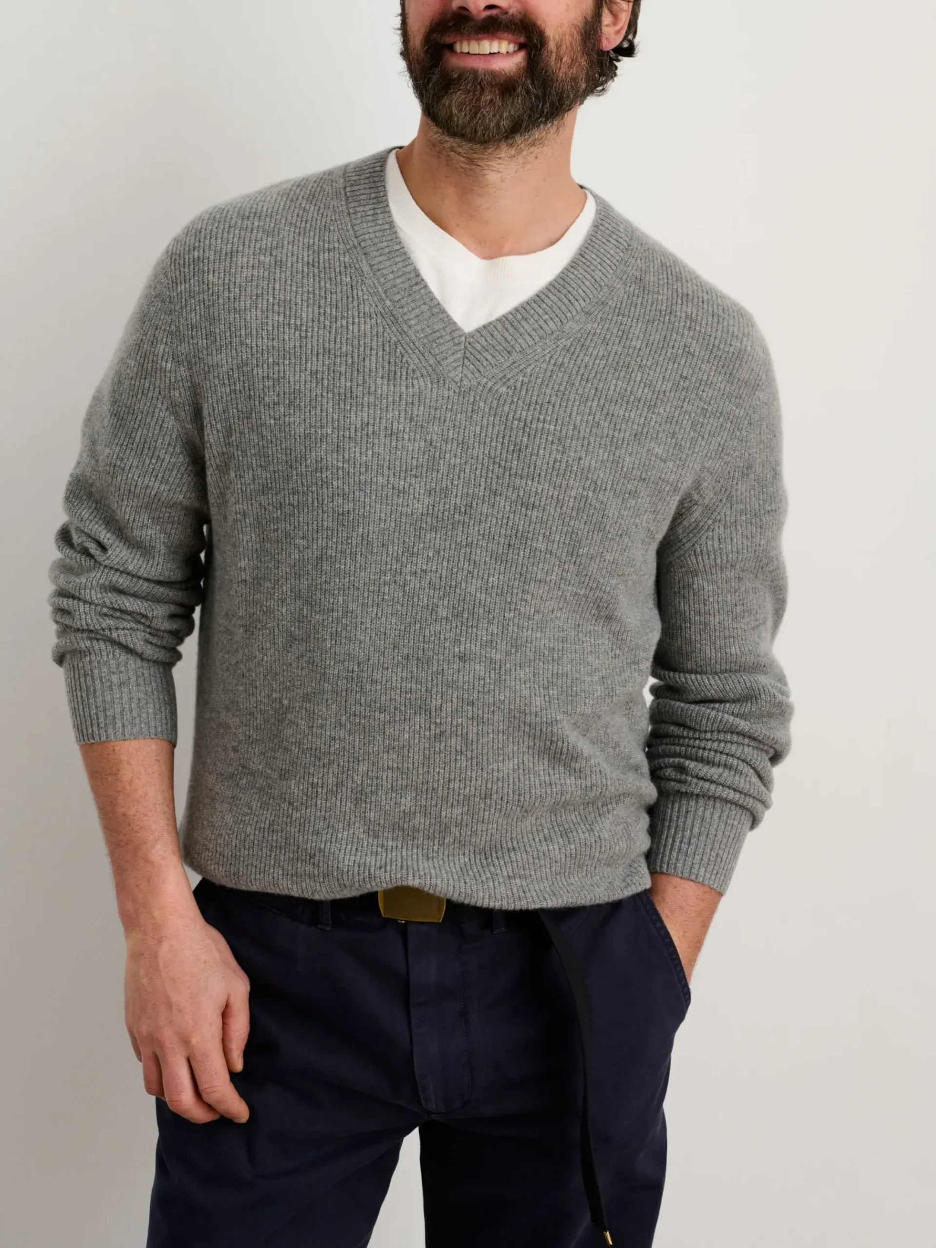 Online Alex Mill V-Neck Sweater In Lightweight Cashmere Heather Grey