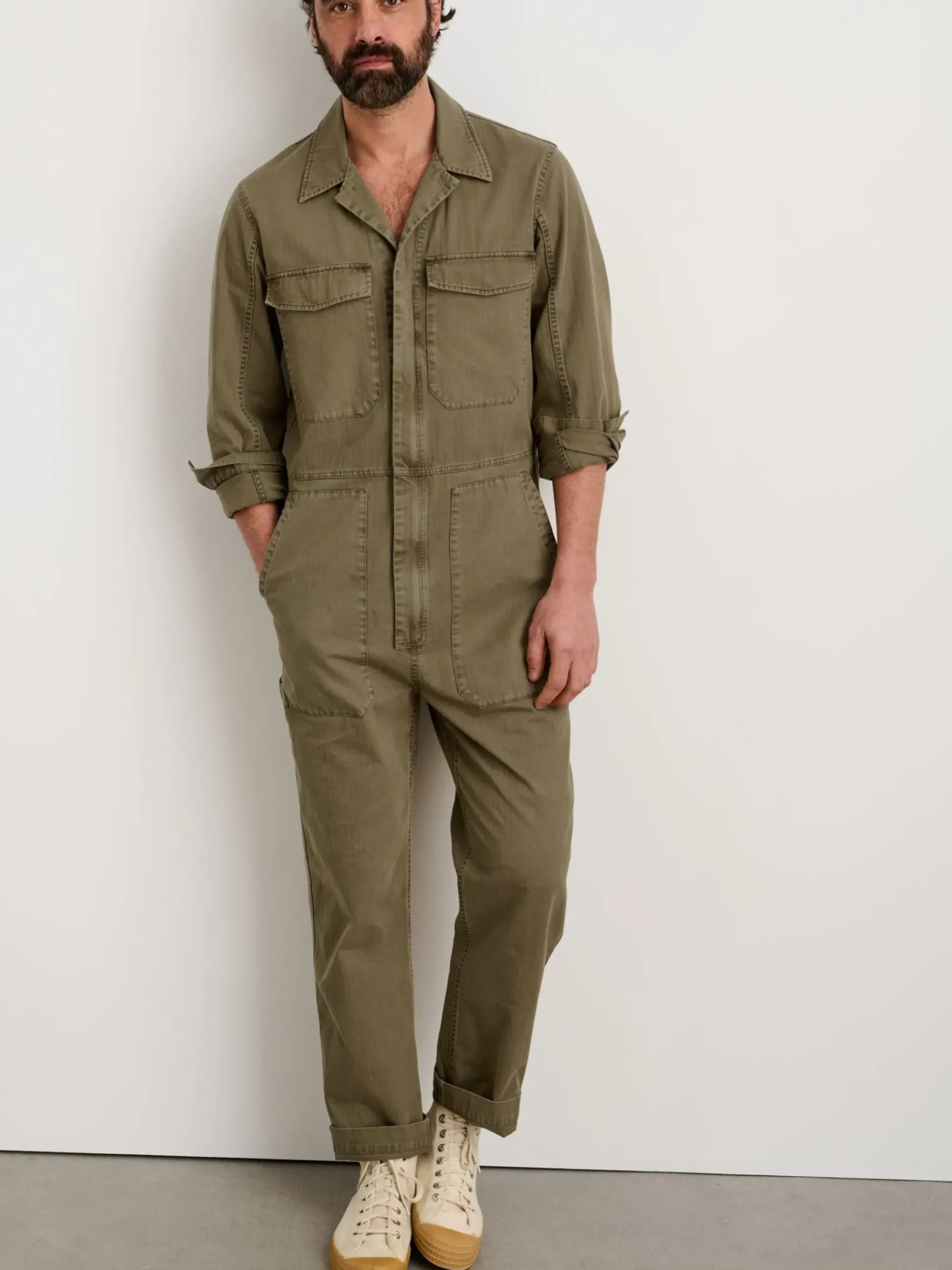 Fashion Alex Mill Zip Jumpsuit In Herringbone Faded Olive