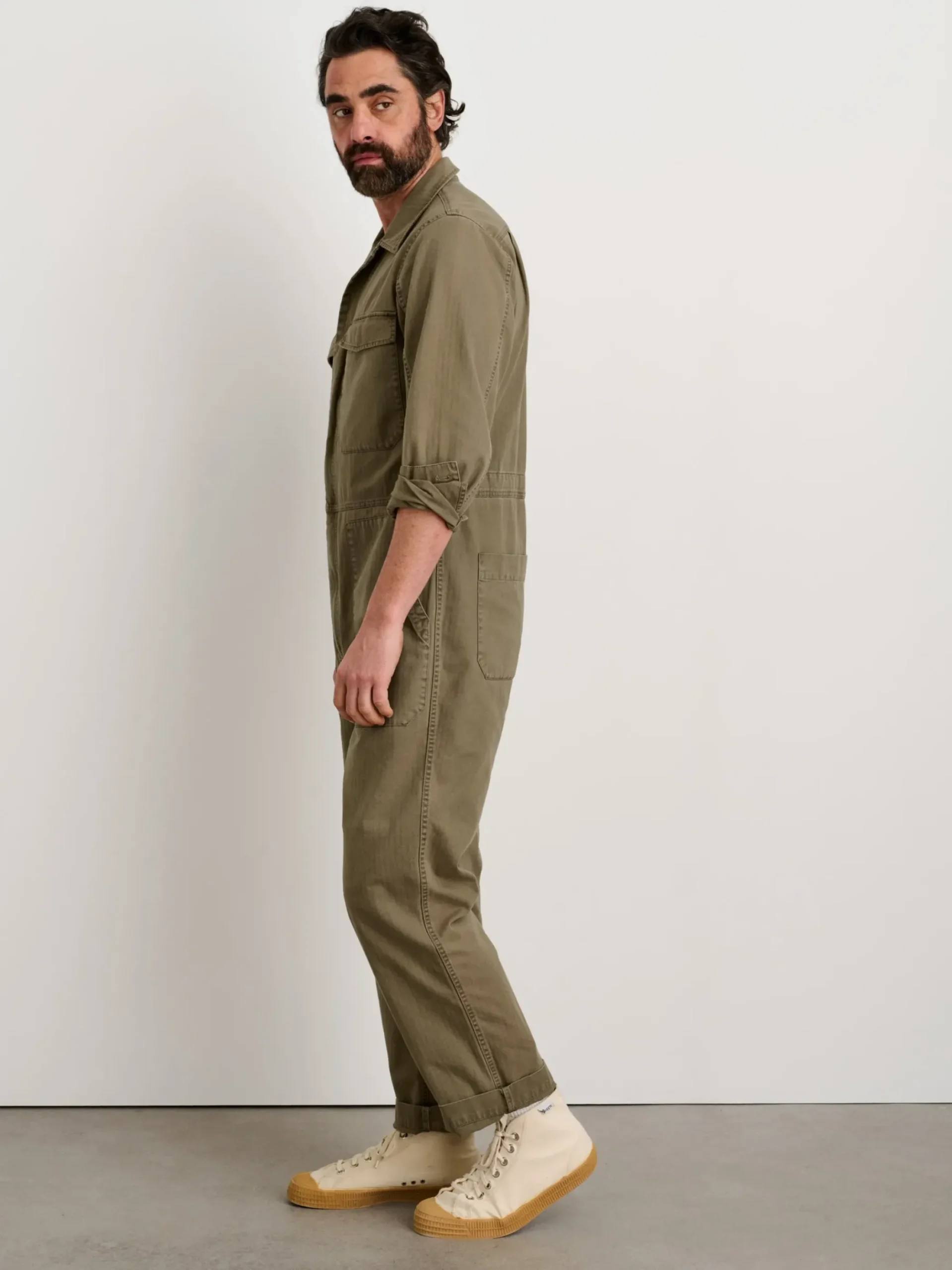 Fashion Alex Mill Zip Jumpsuit In Herringbone Faded Olive